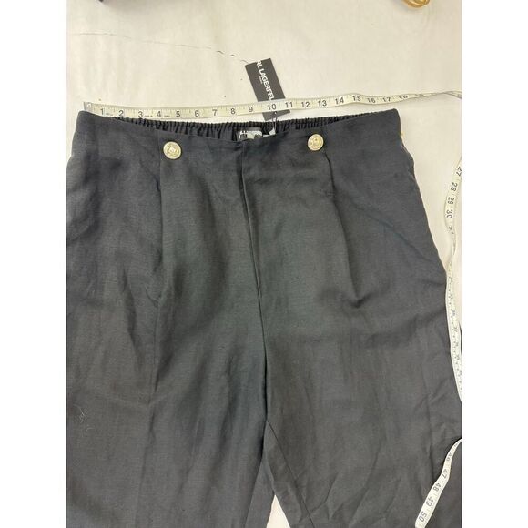 NWT Karl Lagerfeld Linen Blend Pants Black Crop Plus Women's Size 14 - Picture 6 of 9